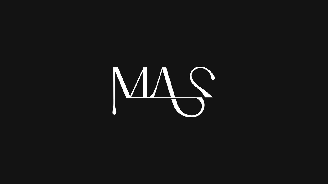 MAS monogram white on black background